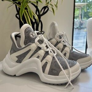 Louis Vuitton White and Gray Women's Sneakers